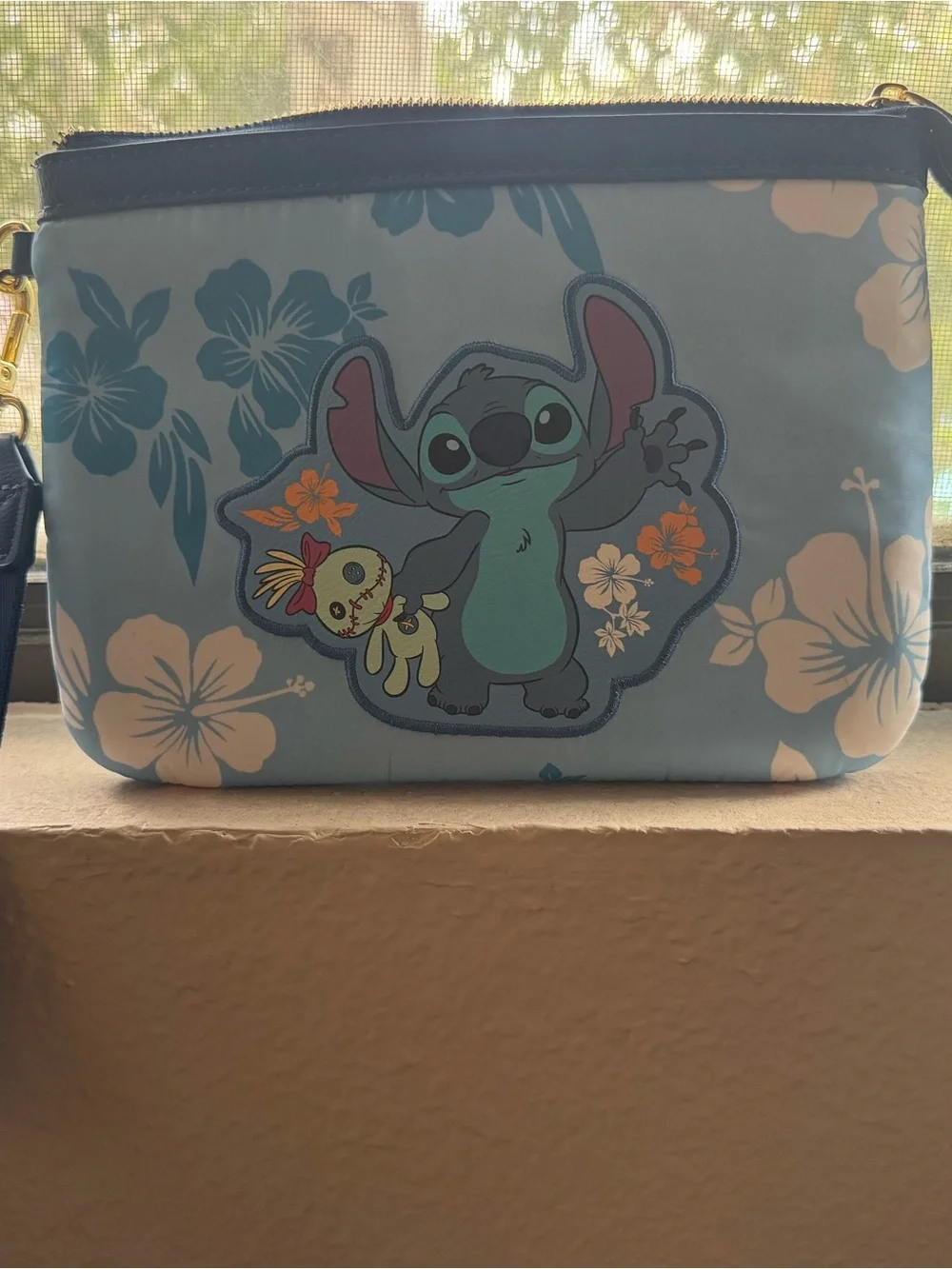 Disney Blue Stitch Floral Wristlet Clutch
